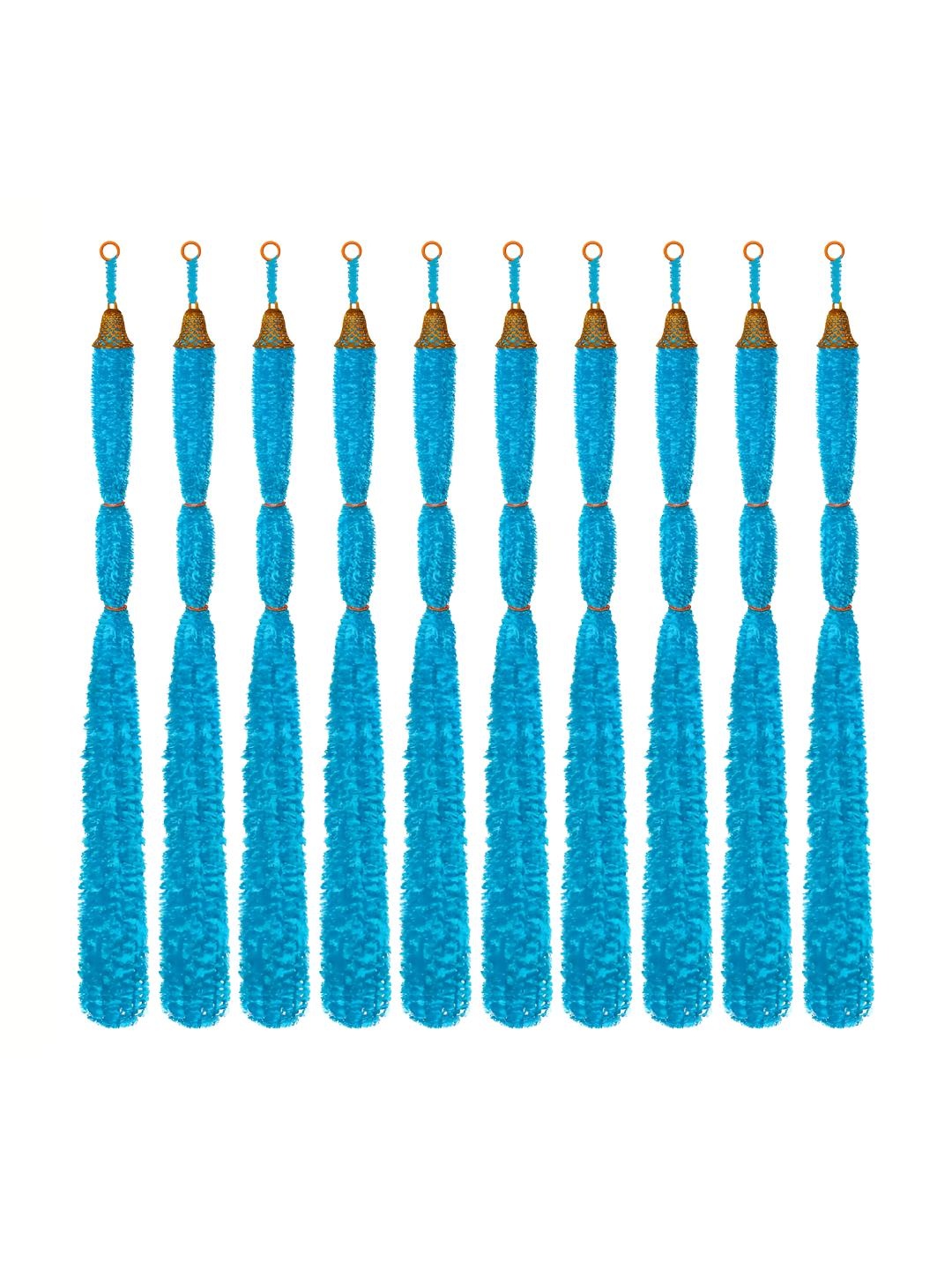 

iHandikart Blue 10 Pieces Feather Wool Tassels With Bell