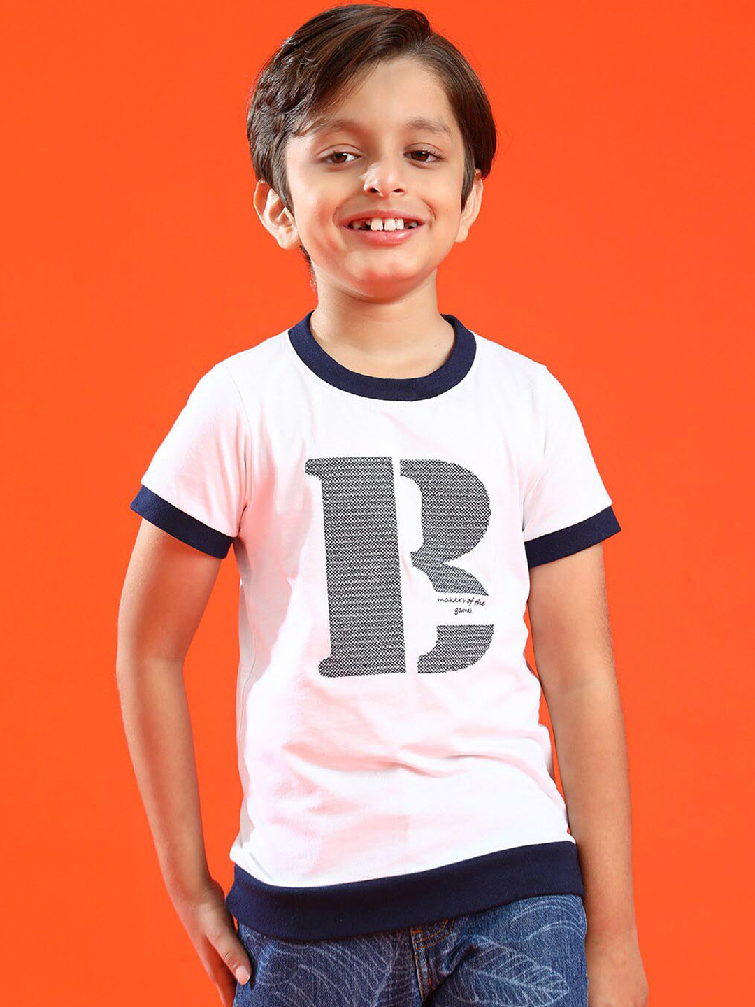 

TALES & STORIES Boys Graphic Printed Round Neck Cotton T-shirt, White