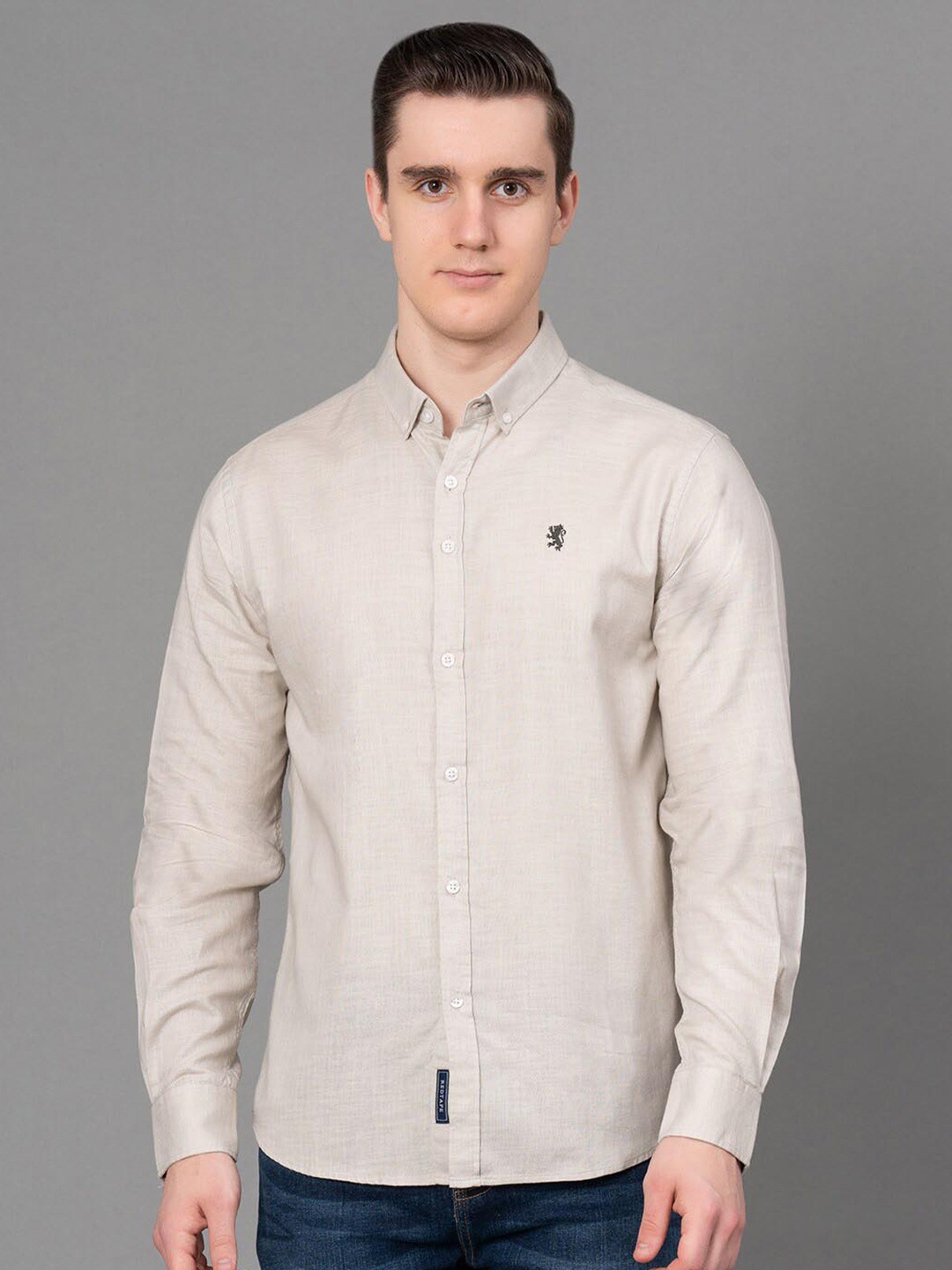 

Red Tape Button-Down Collar Cotton Casual Shirt, Beige