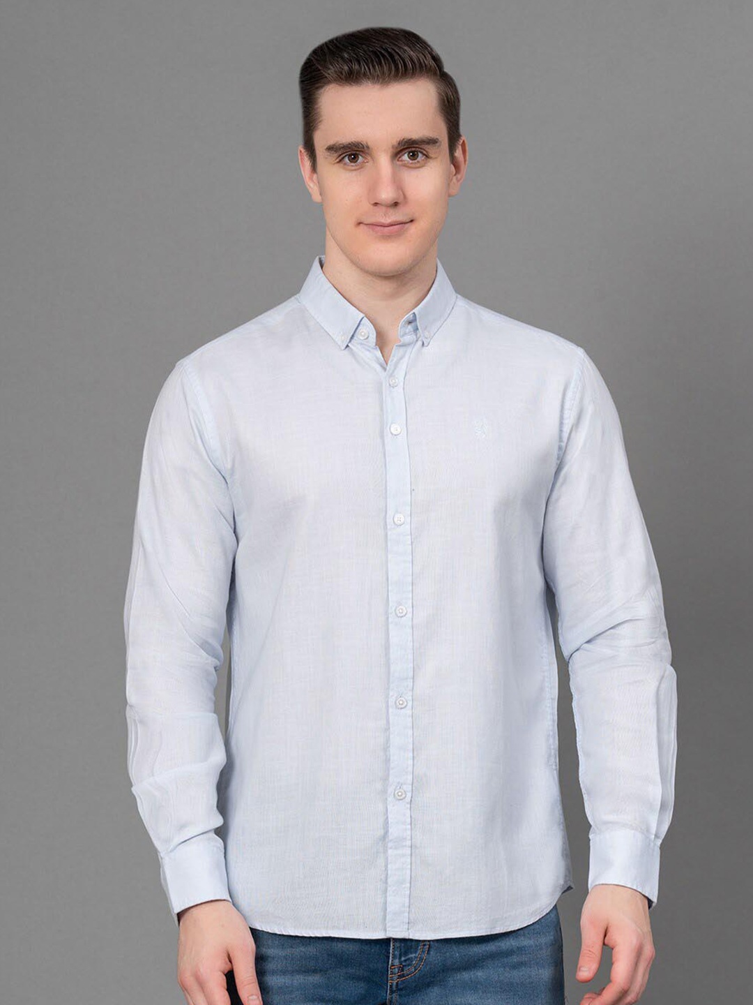 

Red Tape Button-Down Collar Cotton Canvas Casual Shirt, Blue