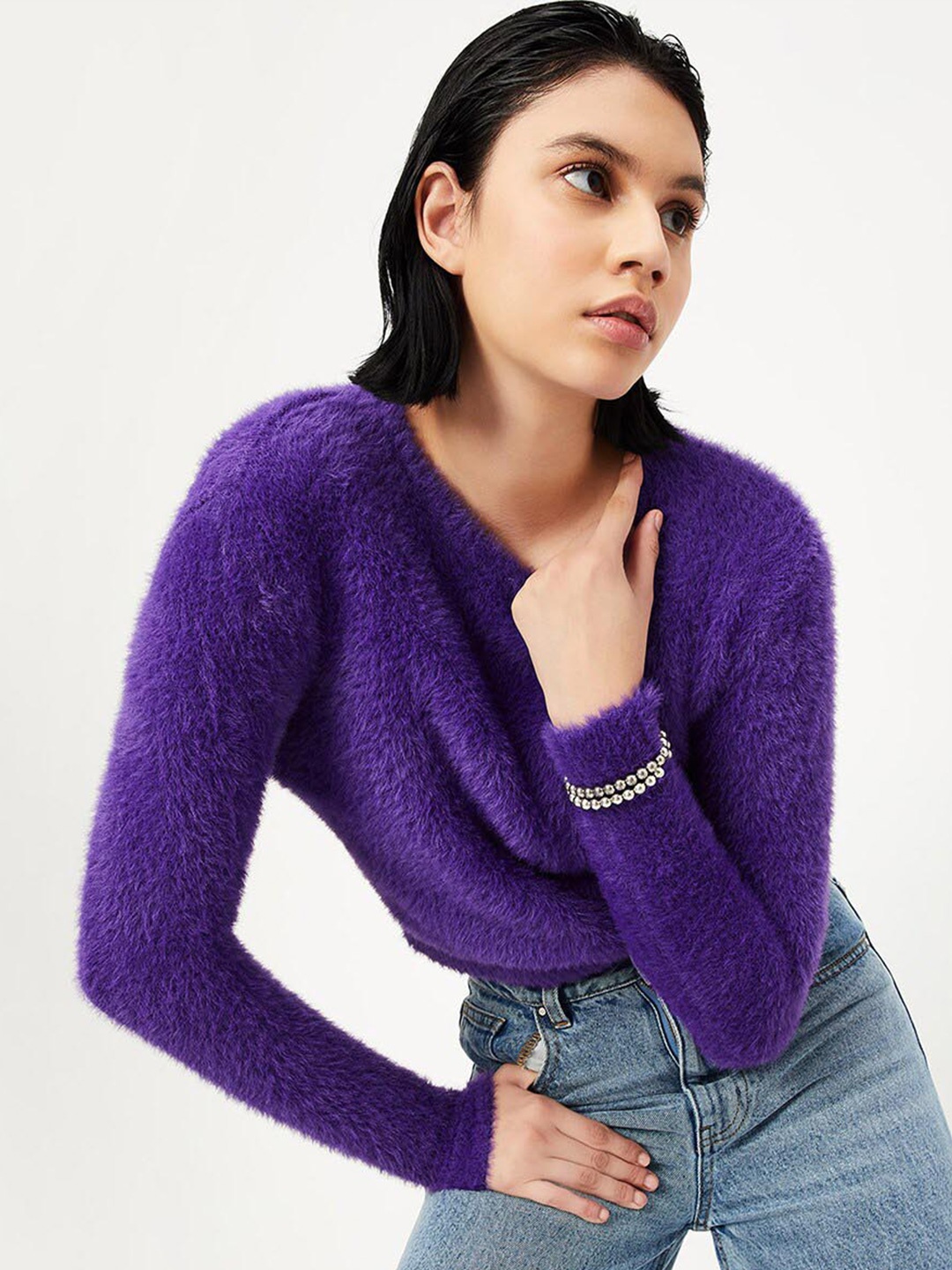 

max Round Neck Pullover, Purple