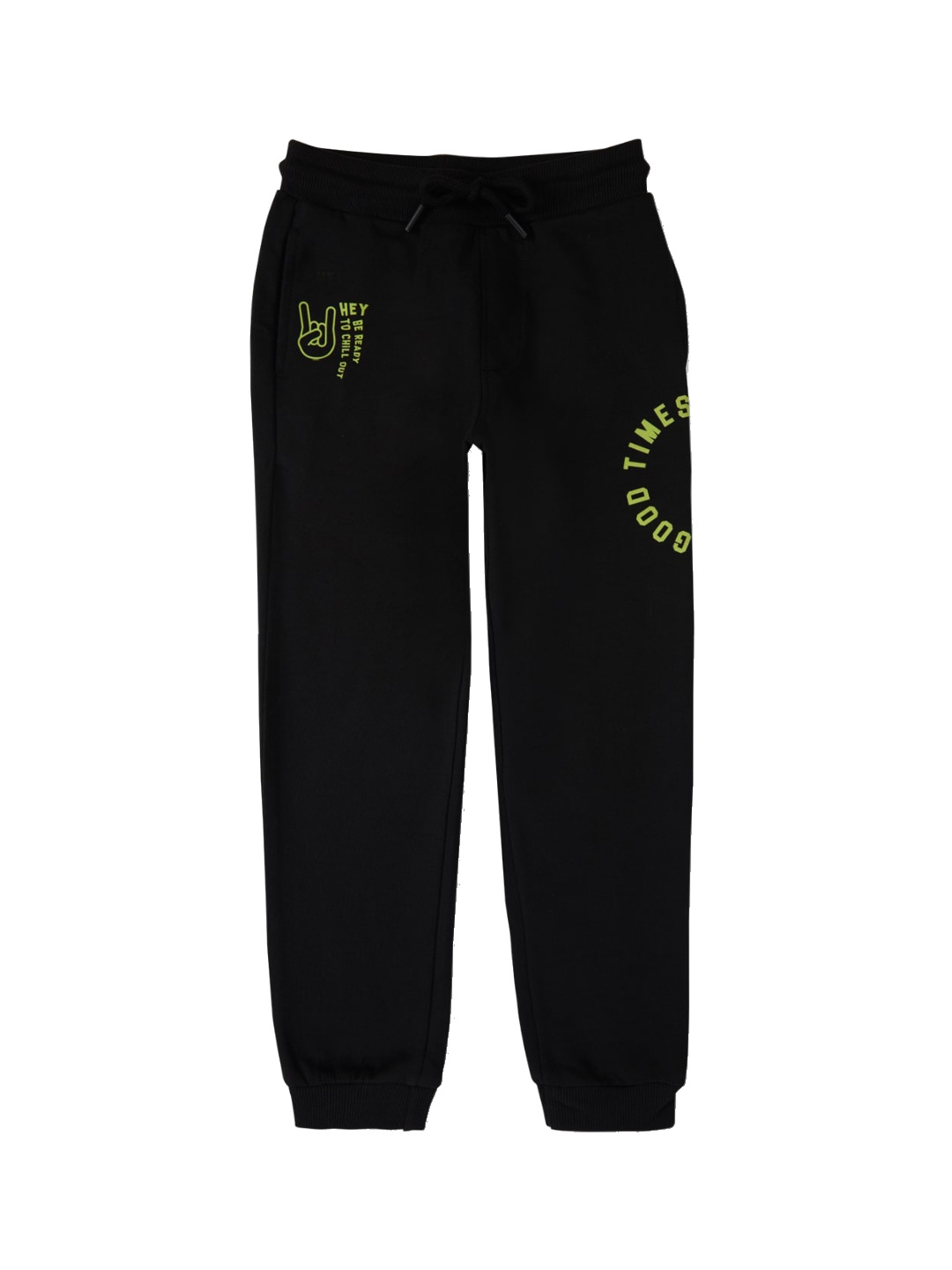 

Gini and Jony Boys Cotton Mid-Rise Joggers, Black