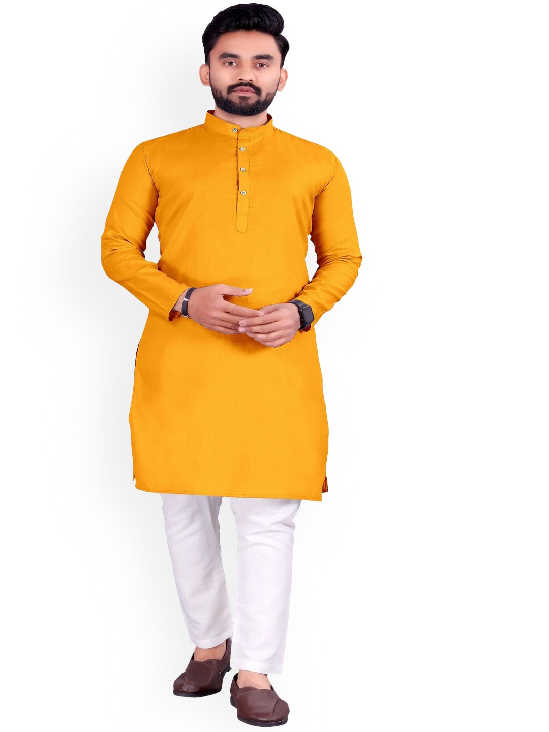 

Bought First Band Collar Straight Kurta, Mustard