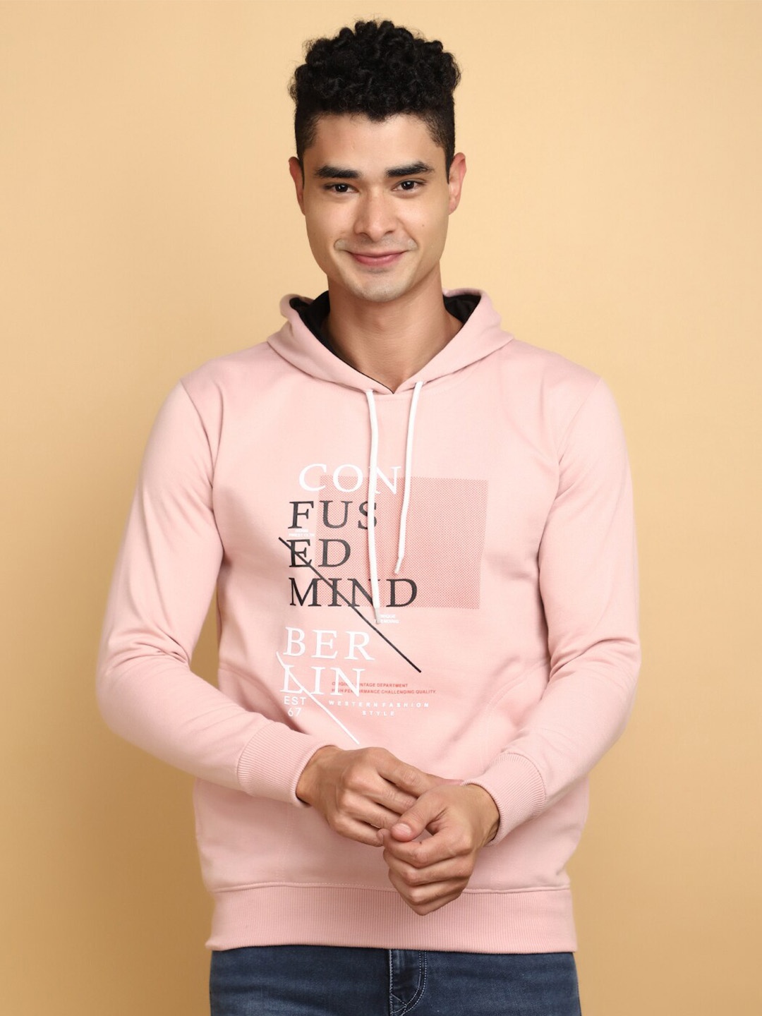 

V-Mart Typography Printed Hooded Sweatshirt, Pink