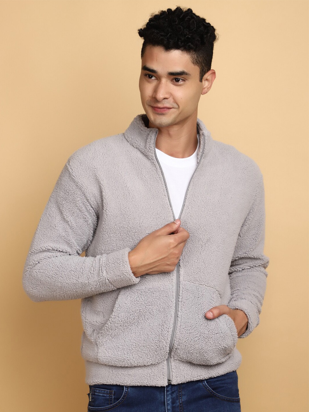 

V-Mart High Neck Cotton Sweatshirt, Grey