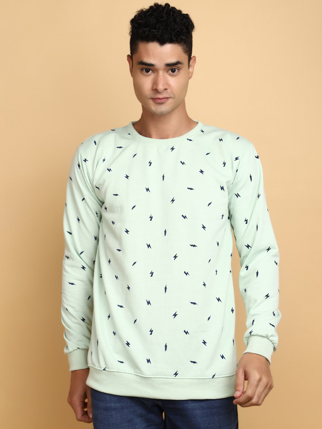 

V-Mart Conversational Printed Fleece Pullover Sweatshirt, Green