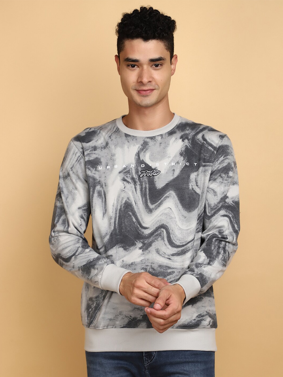 

V-Mart Graphic Printed Round Neck Pullover Sweatshirt, Grey