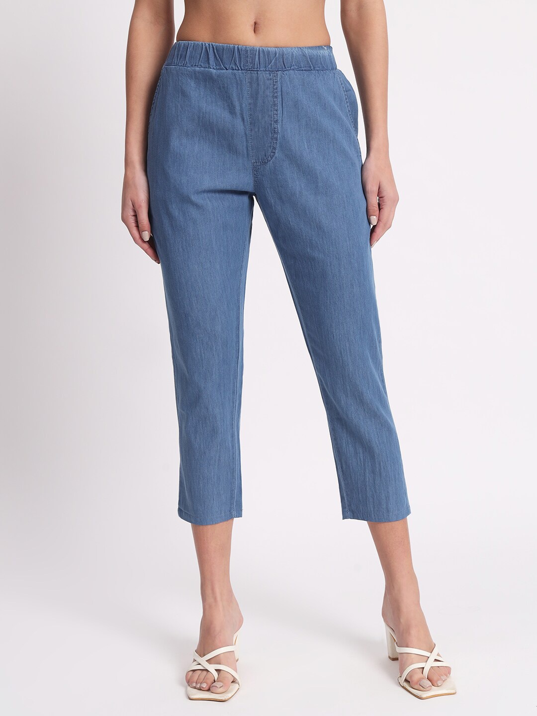 

BAESD Women Skinny Fit High-Rise Denim Capri, Blue