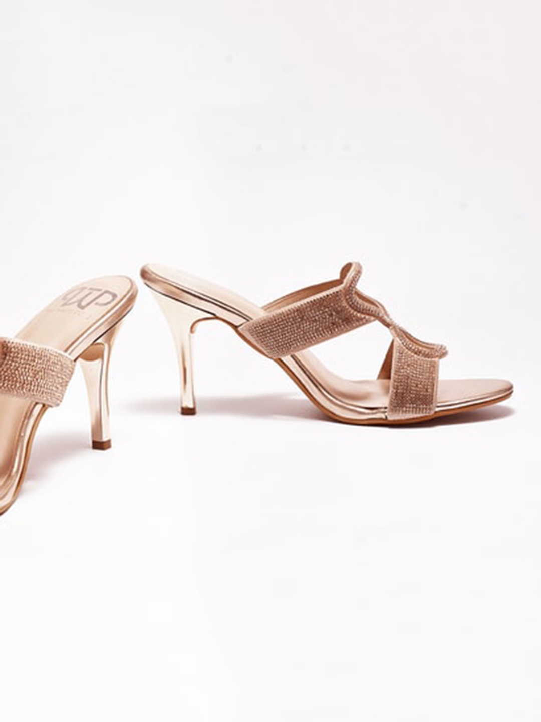 

THE WHITE POLE Embellished Open Toe Stiletto Heels, Rose gold