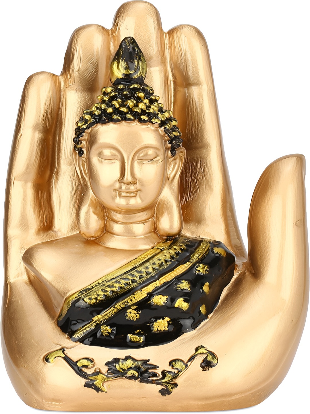 

GW CREATIONS Gold toned & Black Polyresin Buddha Figurine Showpiece