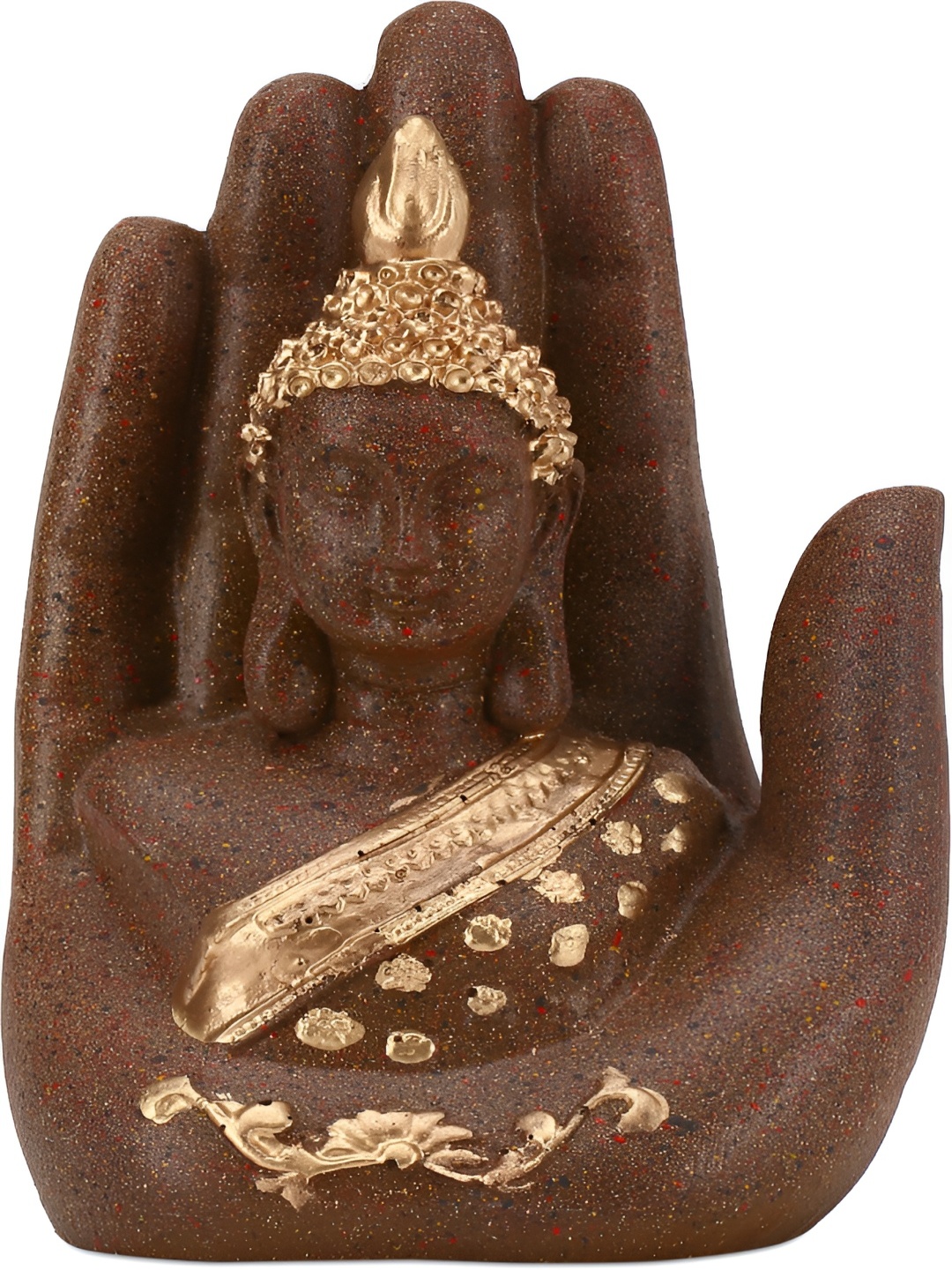 

GW CREATIONS Brown & Gold toned Polyresin Buddha Figurine Showpiece