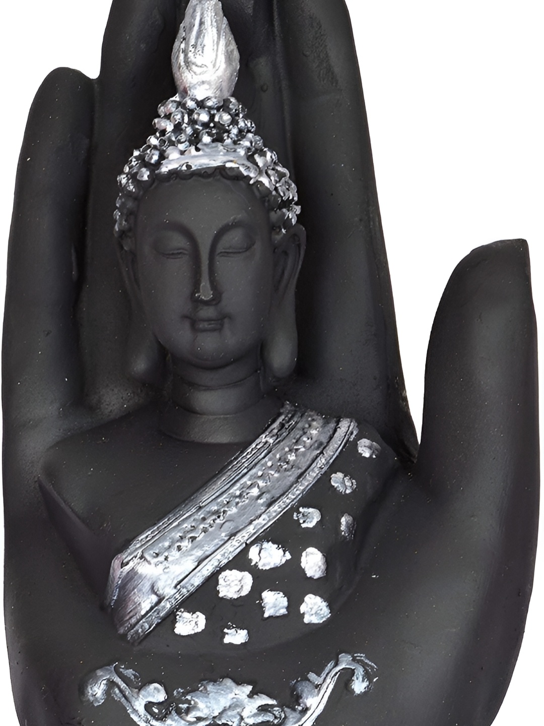 

GW CREATIONS Black & Silver toned Polyresin Buddha Figurine Showpiece