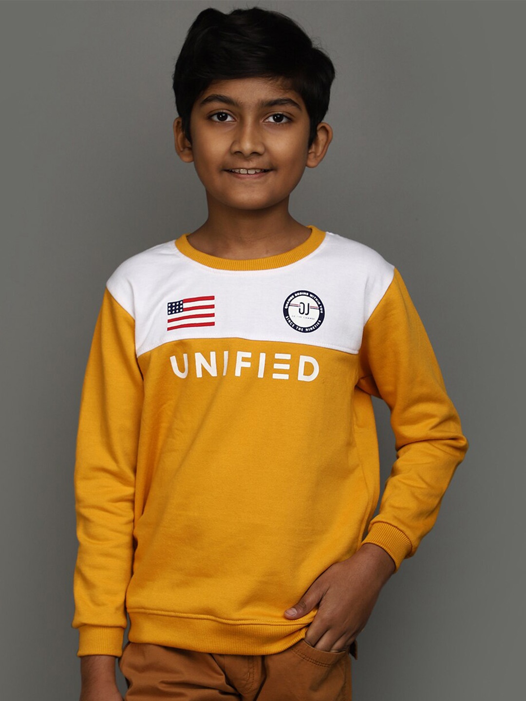 

V-Mart Boys Typography Printed Sweatshirt, Yellow