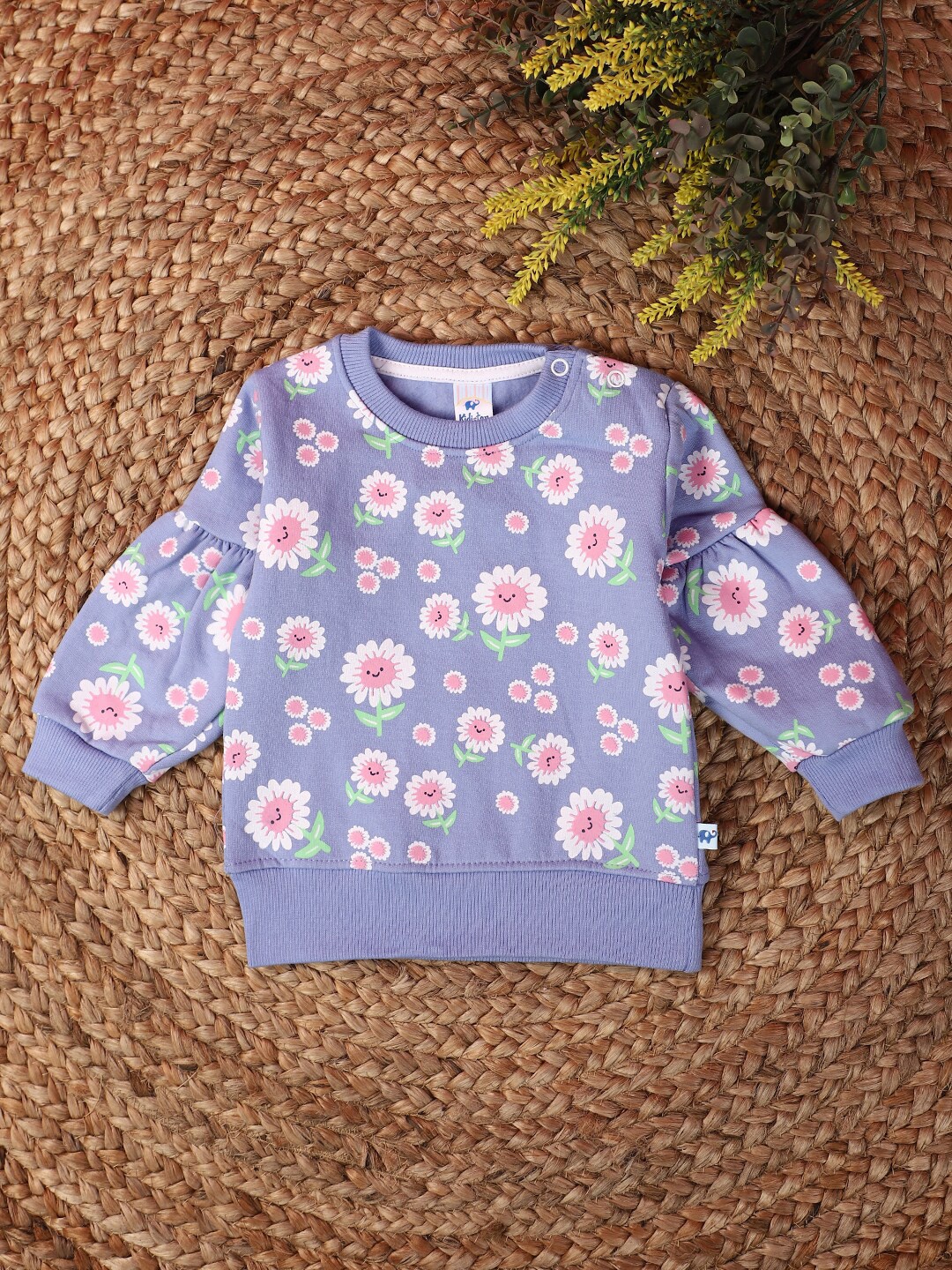 

V-Mart Infants Floral Printed Cotton Sweatshirt, Blue