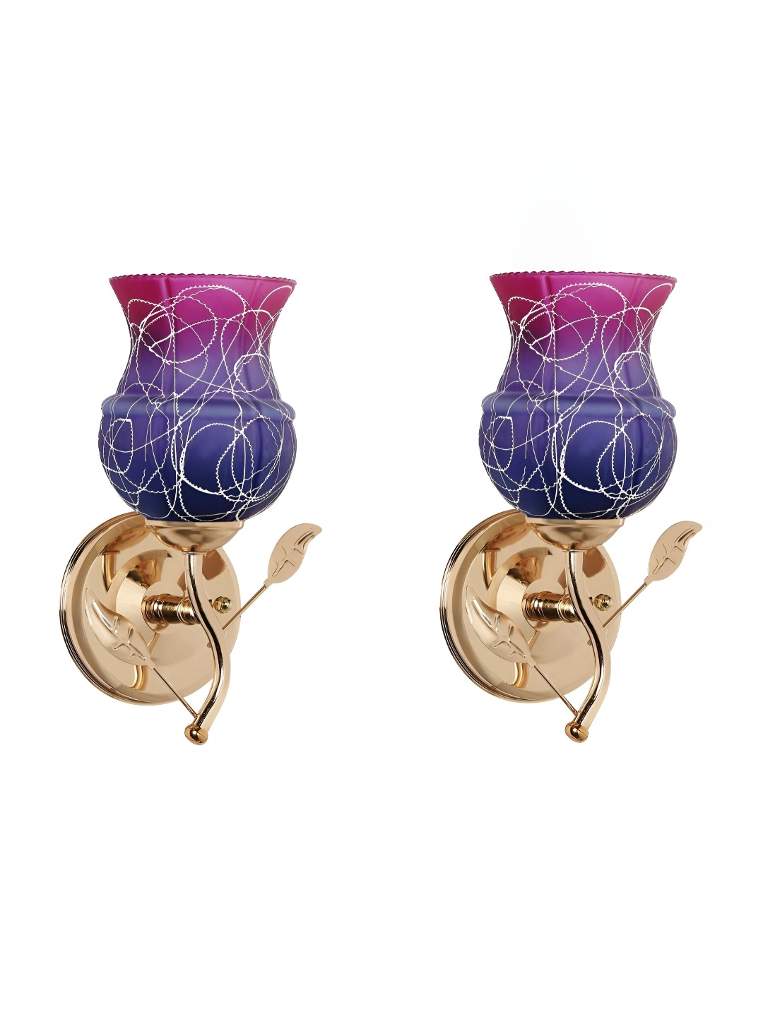 

Afast Blue & Purple 2 Pieces Bell Shaped Glass Wall Lamps