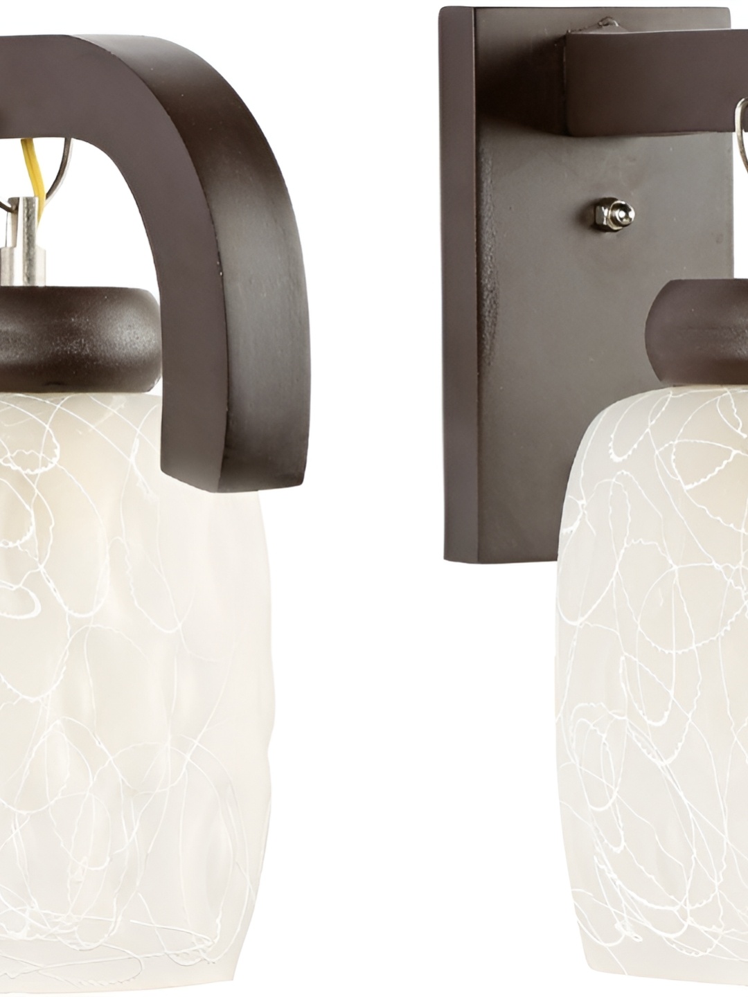 

Afast White 2 Pieces Printed Glass Wall Lamps