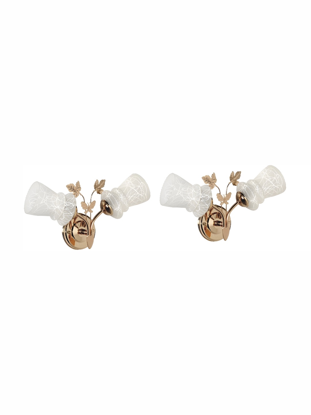 

Afast White & Gold Toned 2 Pieces Printed Contemporary Glass Wall Lamps