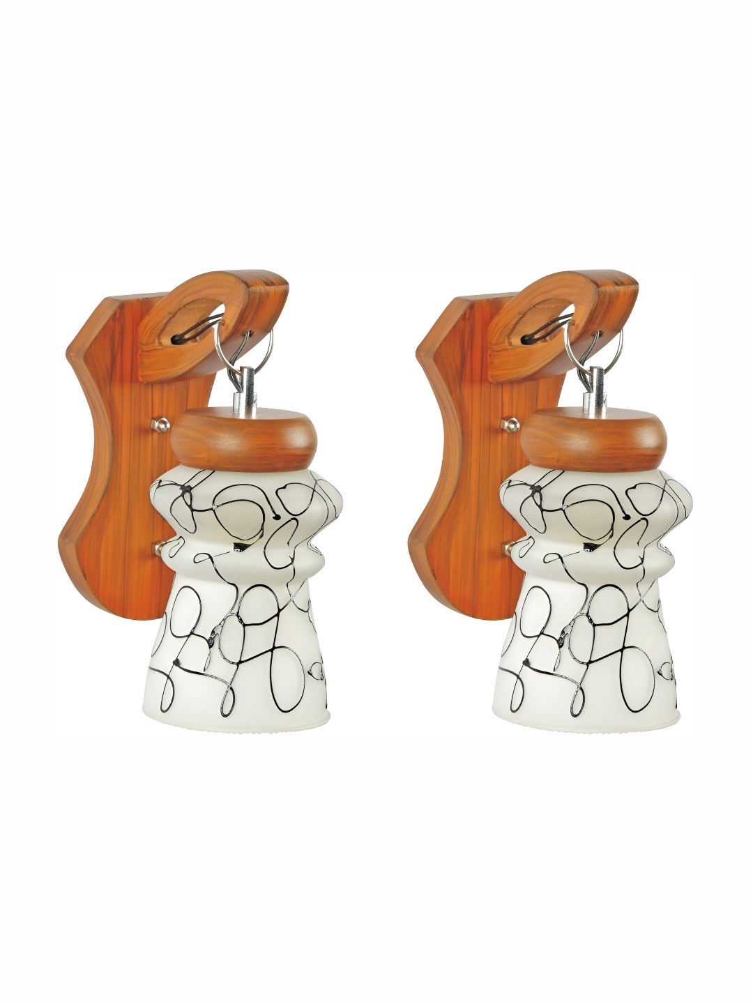 

Afast White 2 Pieces Printed Glass Wall Lamps