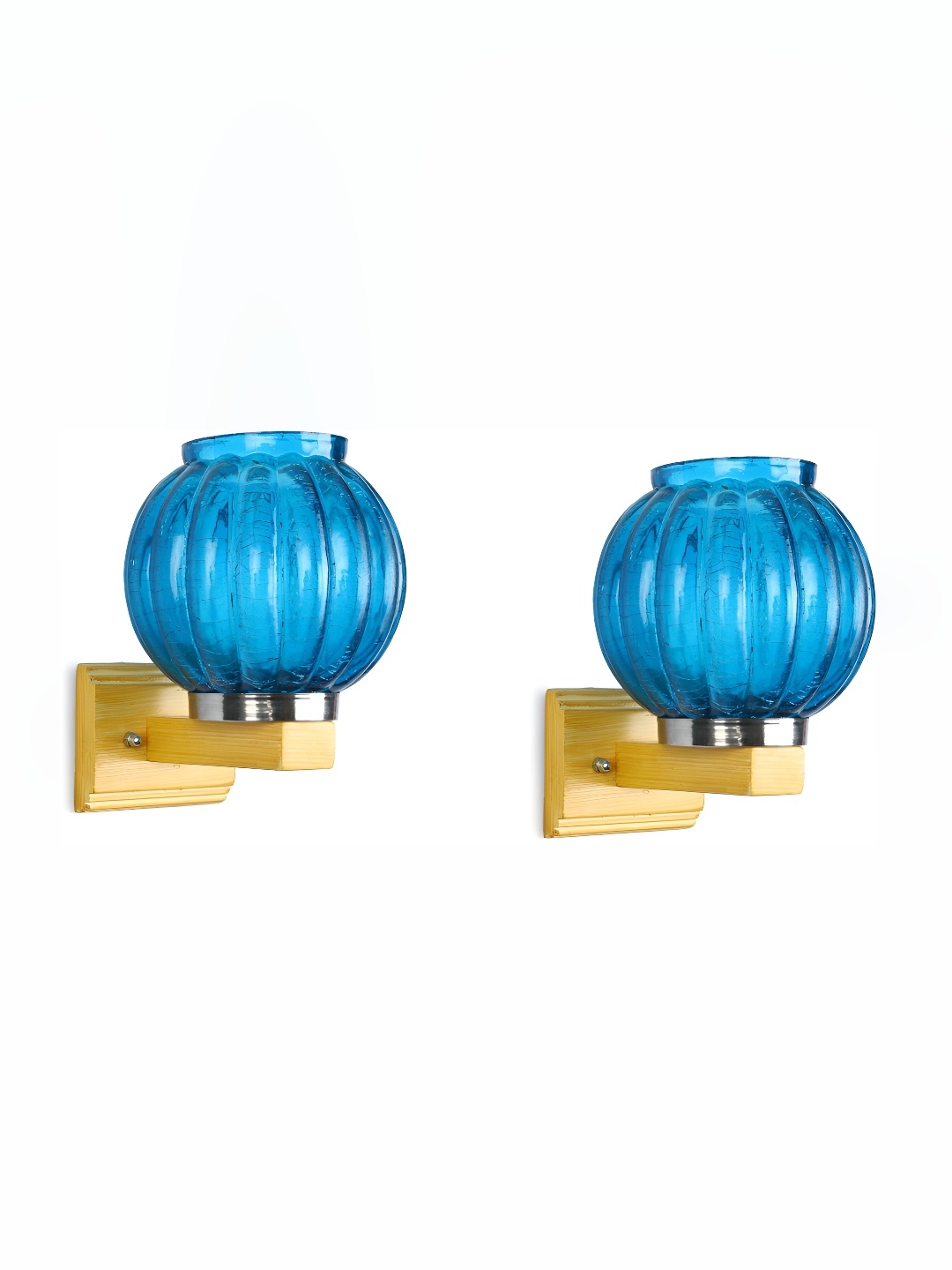 

Afast Blue & Brown 2 Pieces Textured Contemporary Glass Wall Lamps