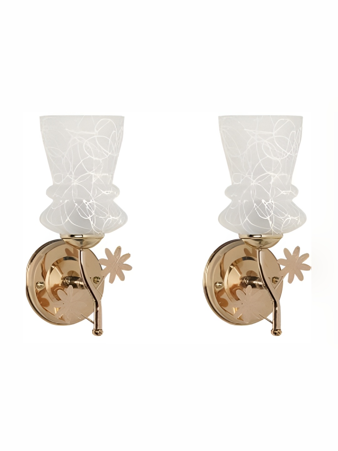 

Afast White & Gold Toned 2 Pieces Printed Abstract Shaped Glass Wall Lamps