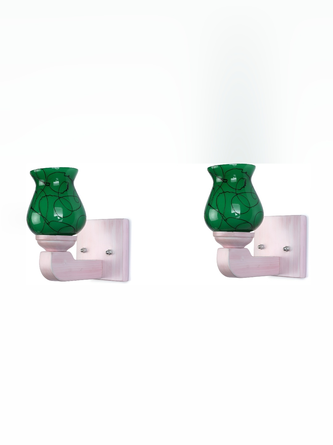 

Afast Green & White 2 Pieces Printed Contemporary Glass Wall Lamps