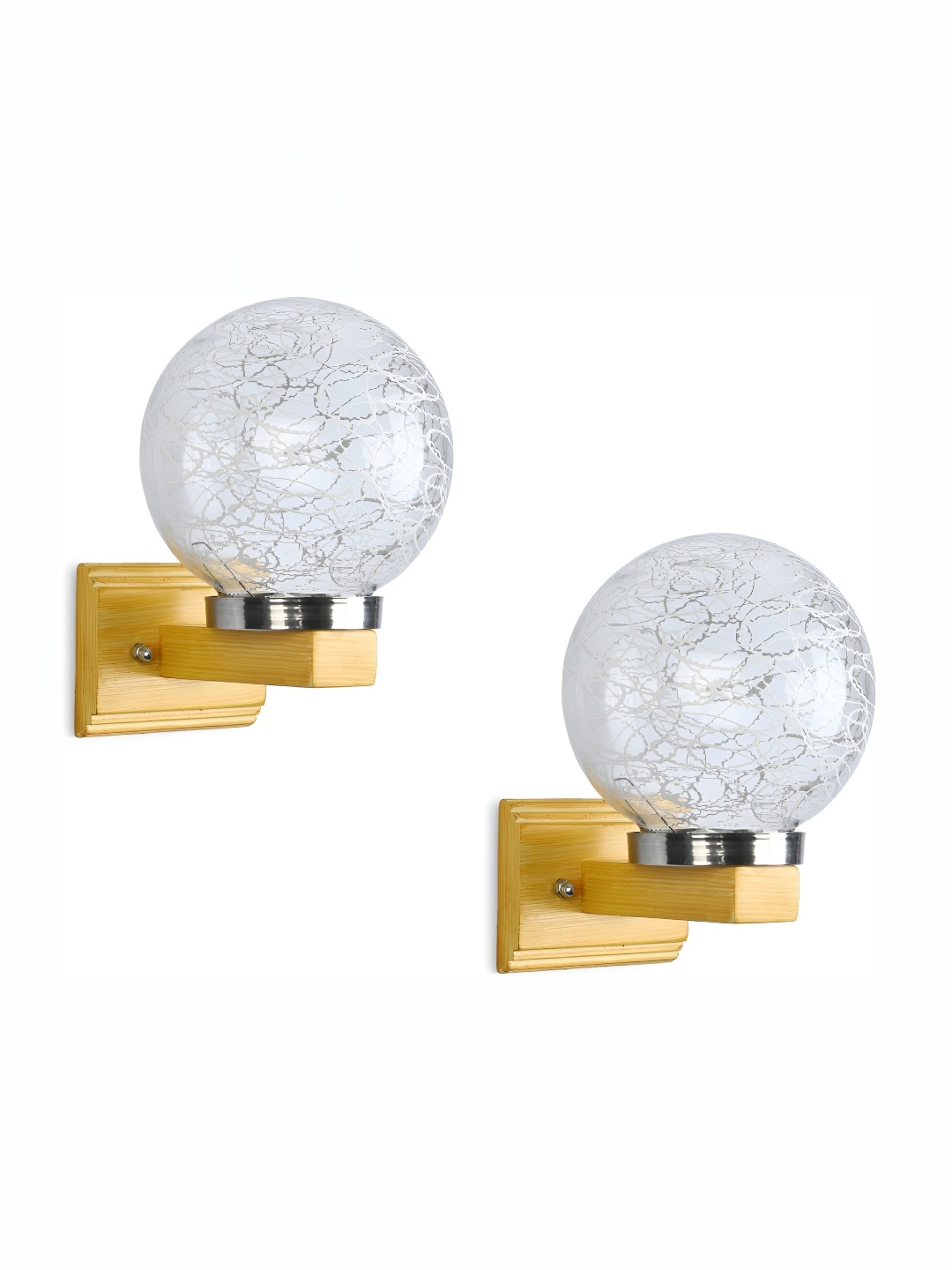 

Afast Transparent & Brown 2 Pieces Printed Spherical Shaped Glass Wall Lamps