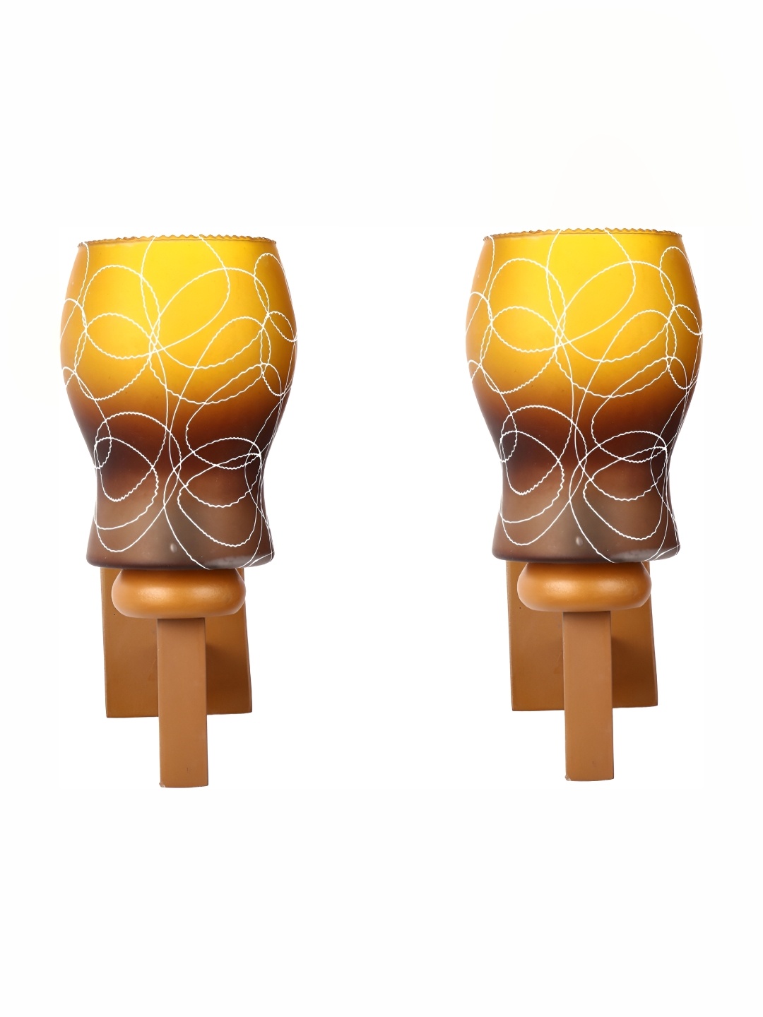 

Afast White & Yellow 2 Pieces Printed Glass Wall Lamps