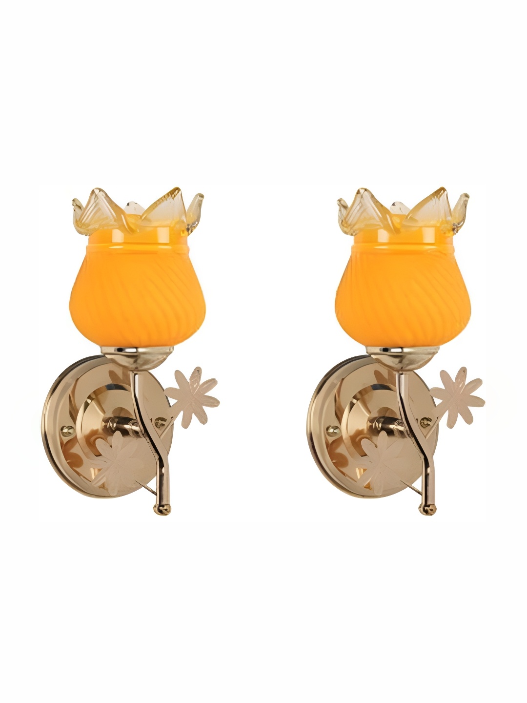 

Afast Yellow & Gold Toned 2 Pieces Textured Abstract Shaped Glass Wall Lamp
