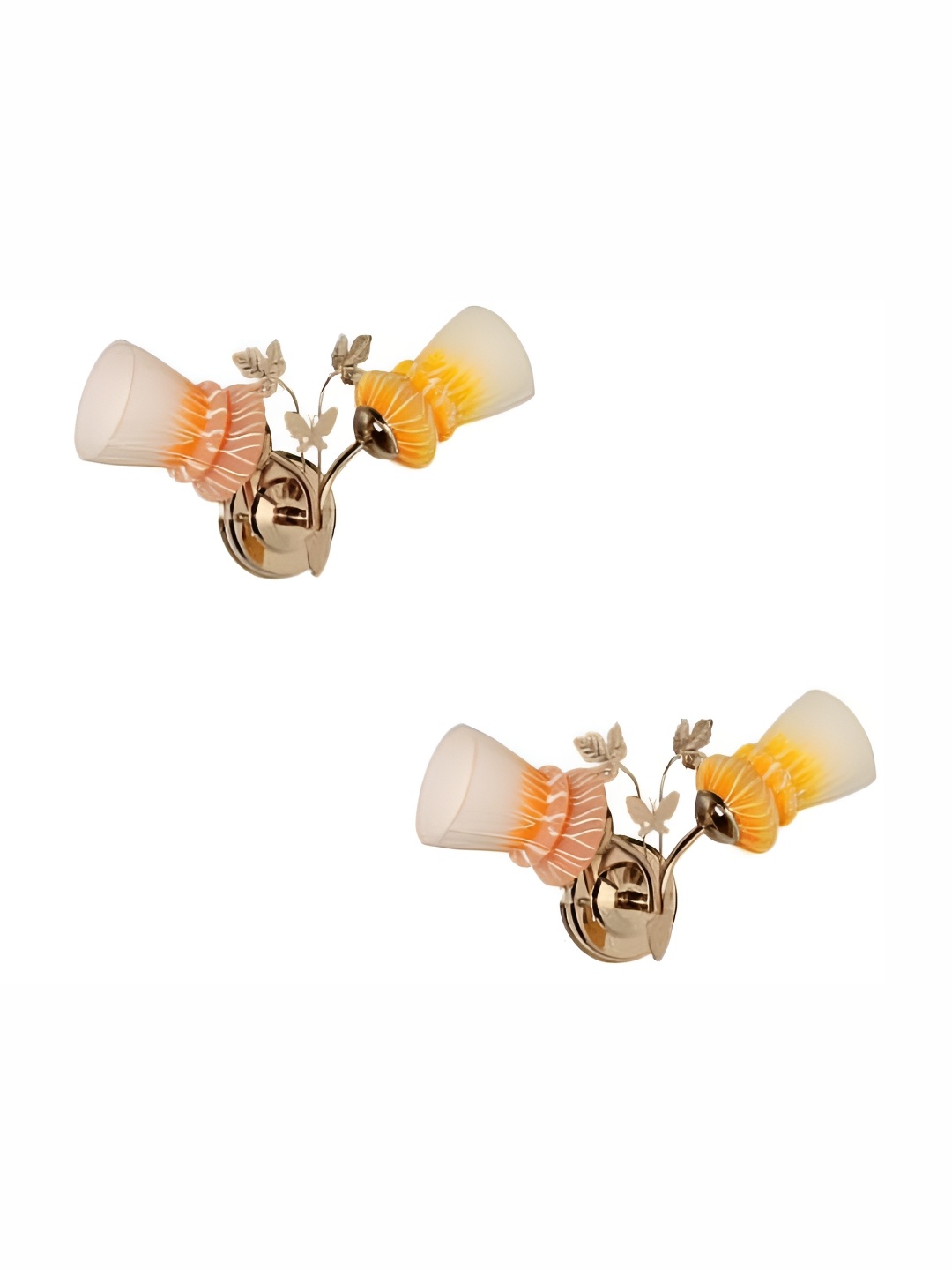 

Afast Orange & White 2 Pieces Printed Contemporary Glass Wall Lamps