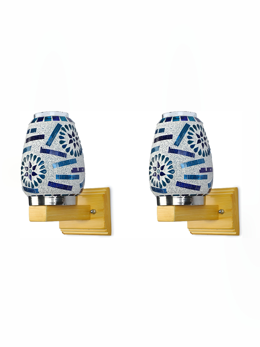 

Afast White & Blue 2 Pieces Textured Abstract Shaped Glass Wall Lamps