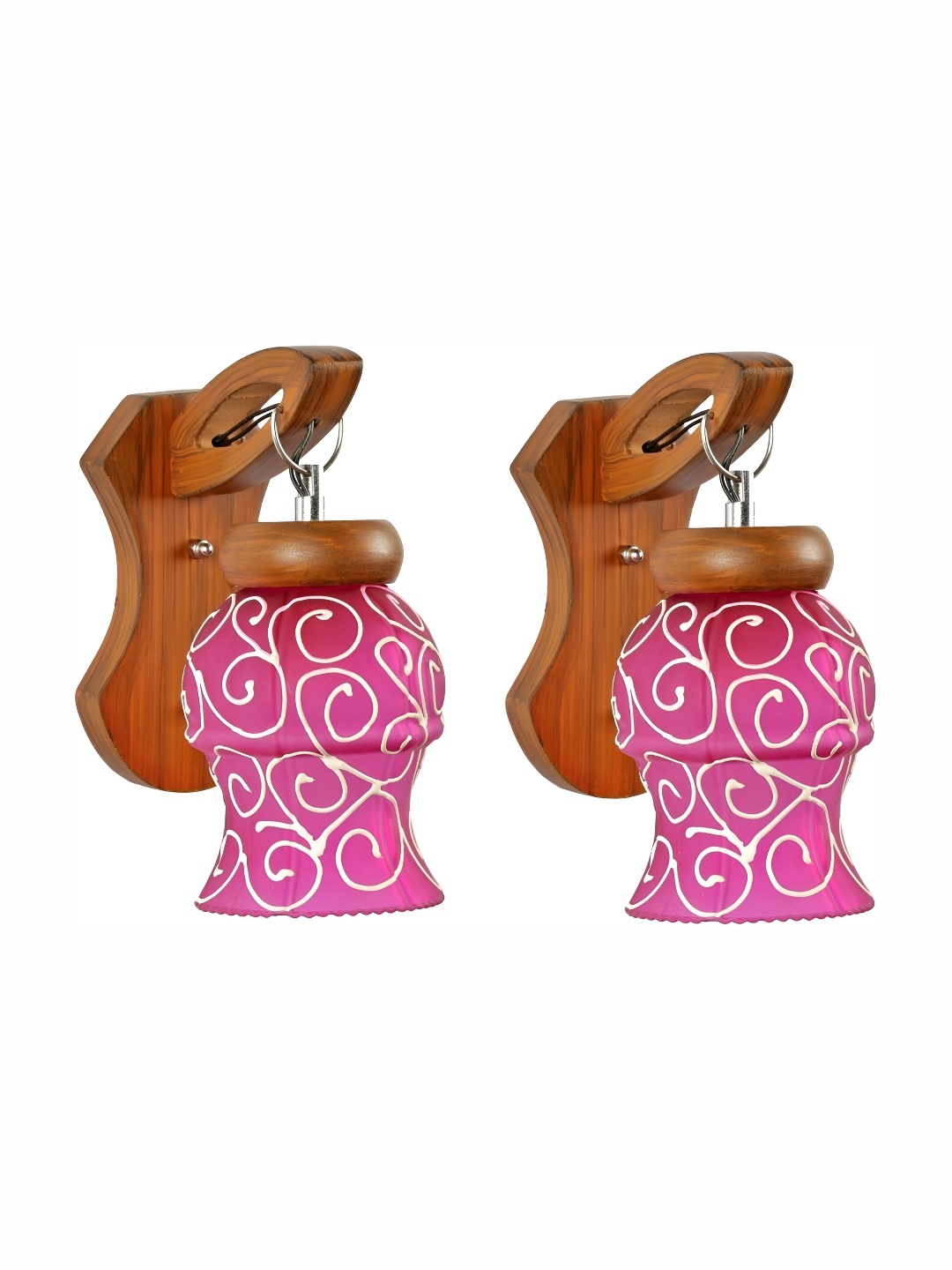 

Afast Pink & White 2 Pieces Printed Abstract Shaped Glass Wall Lamps