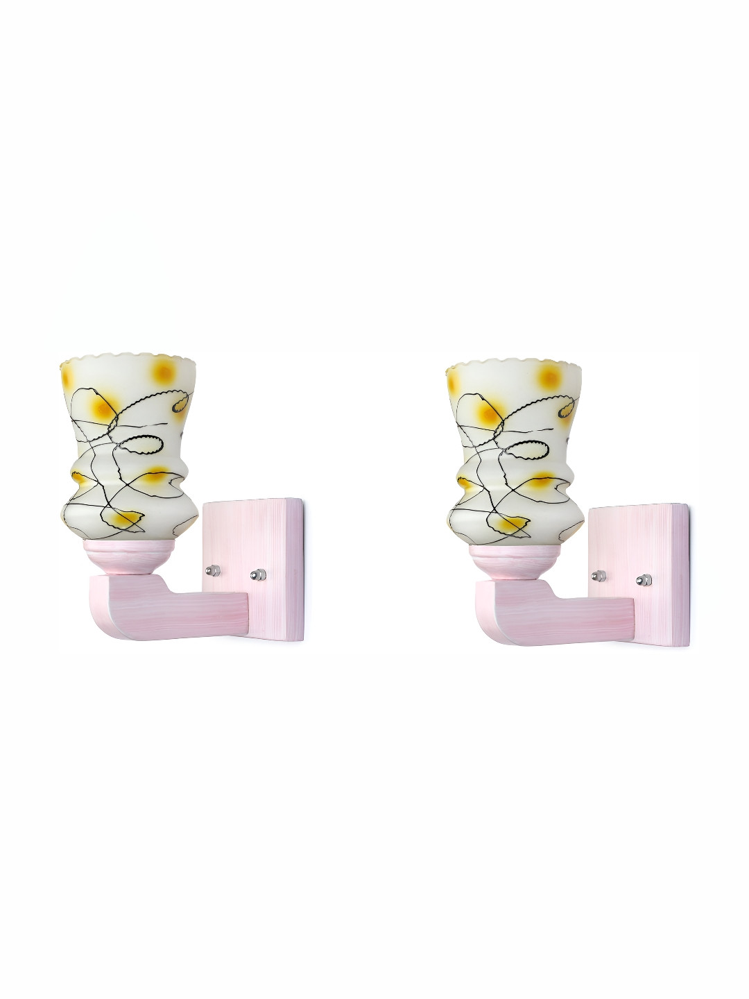

Afast White & Yellow 2 Pieces Printed Abstract Shaped Glass Wall Lamp