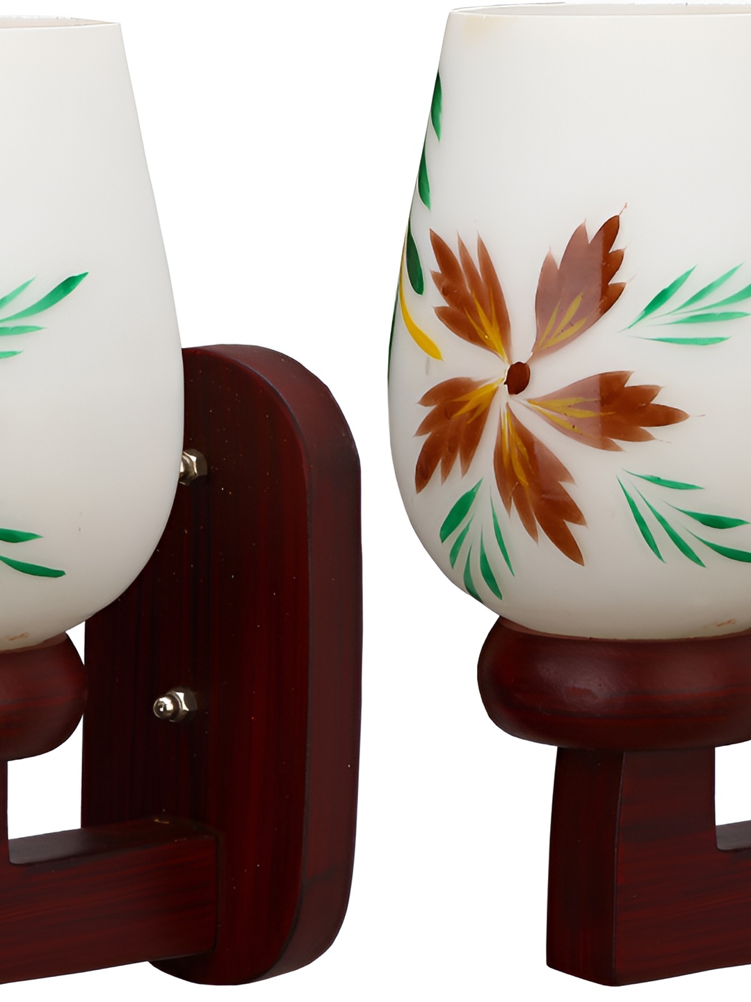 

Afast White & Brown 2 Pieces Printed Contemporary Glass Wall Lamps