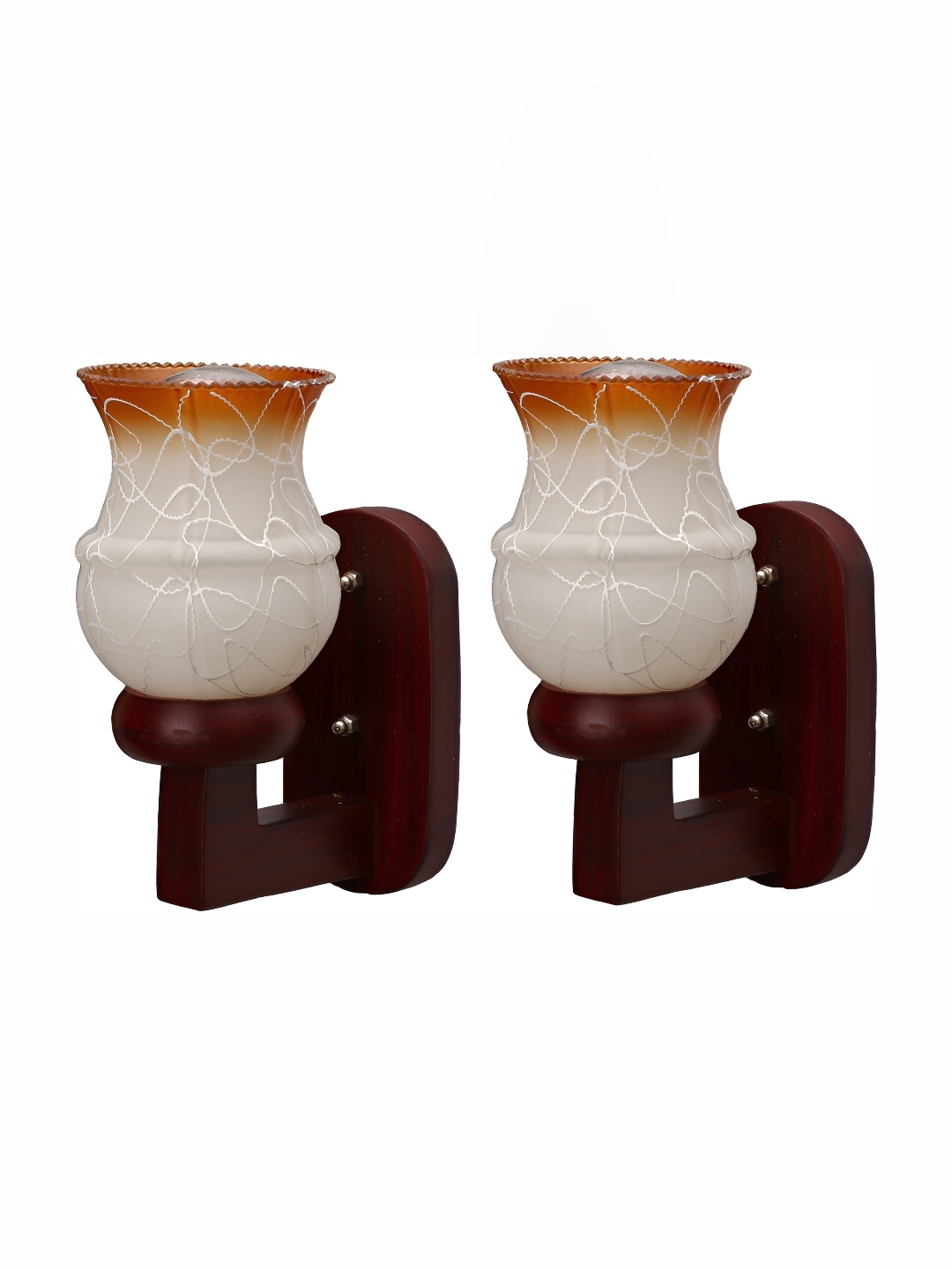 

Afast White & Brown 2 Pieces Bell Shaped Glass Wall Lamp
