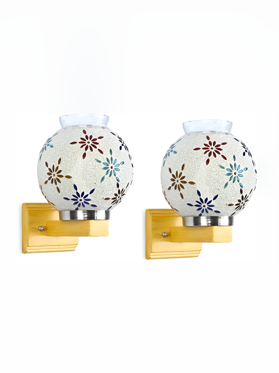 

Afast White & Blue 2 Pieces Printed Spherical Shaped Glass Wall Lamp