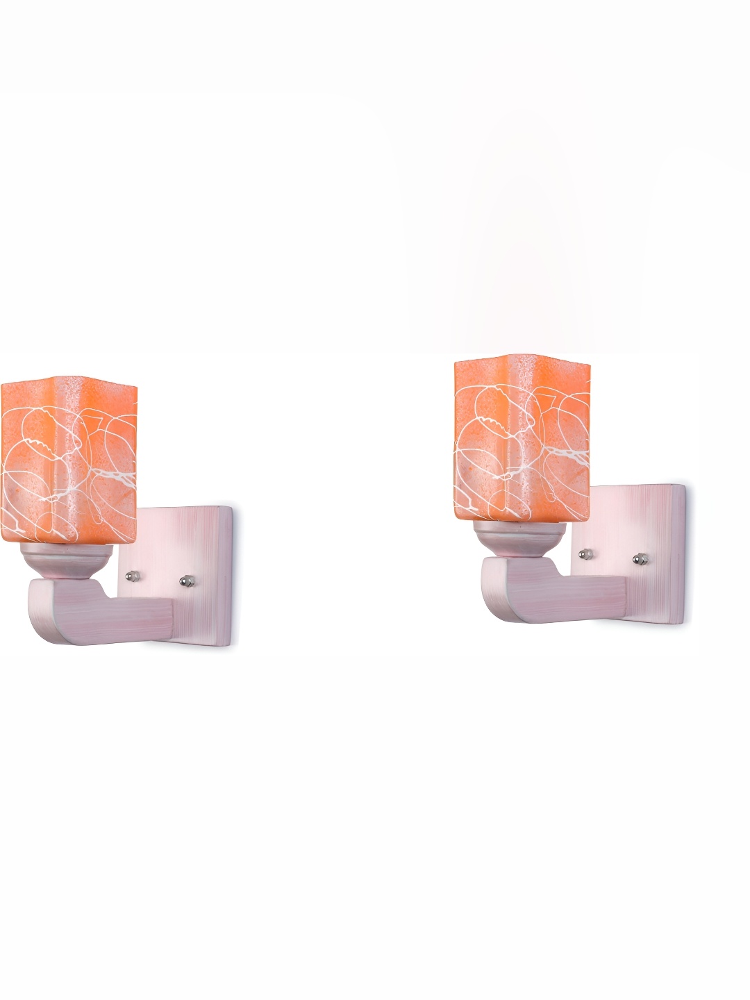 

Afast Orange & White 2 Pieces Printed Rectangle Shaped Glass Wall Lamps