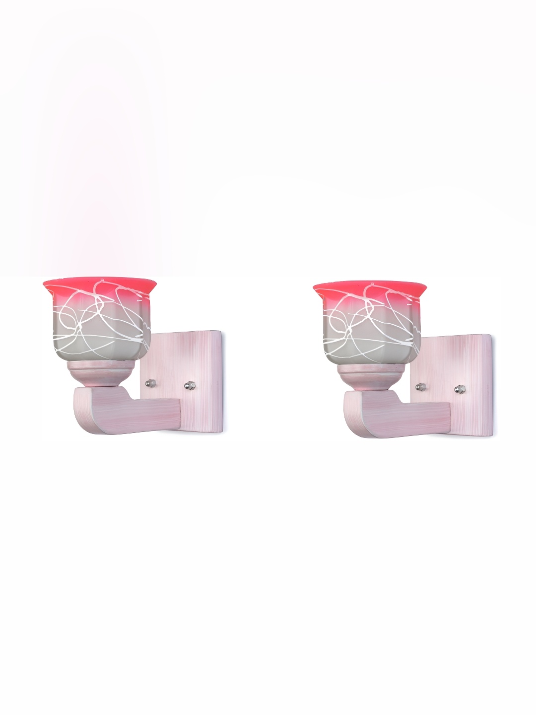 

Afast White & Pink 2 Pieces Printed Glass Wall Lamps