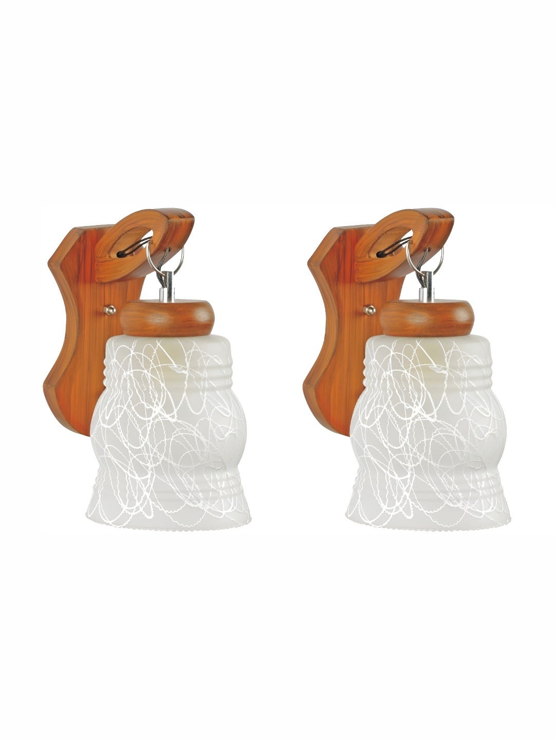 

Afast Grey & Brown 2 Pieces Printed Bell Shaped Glass Wall Lamps