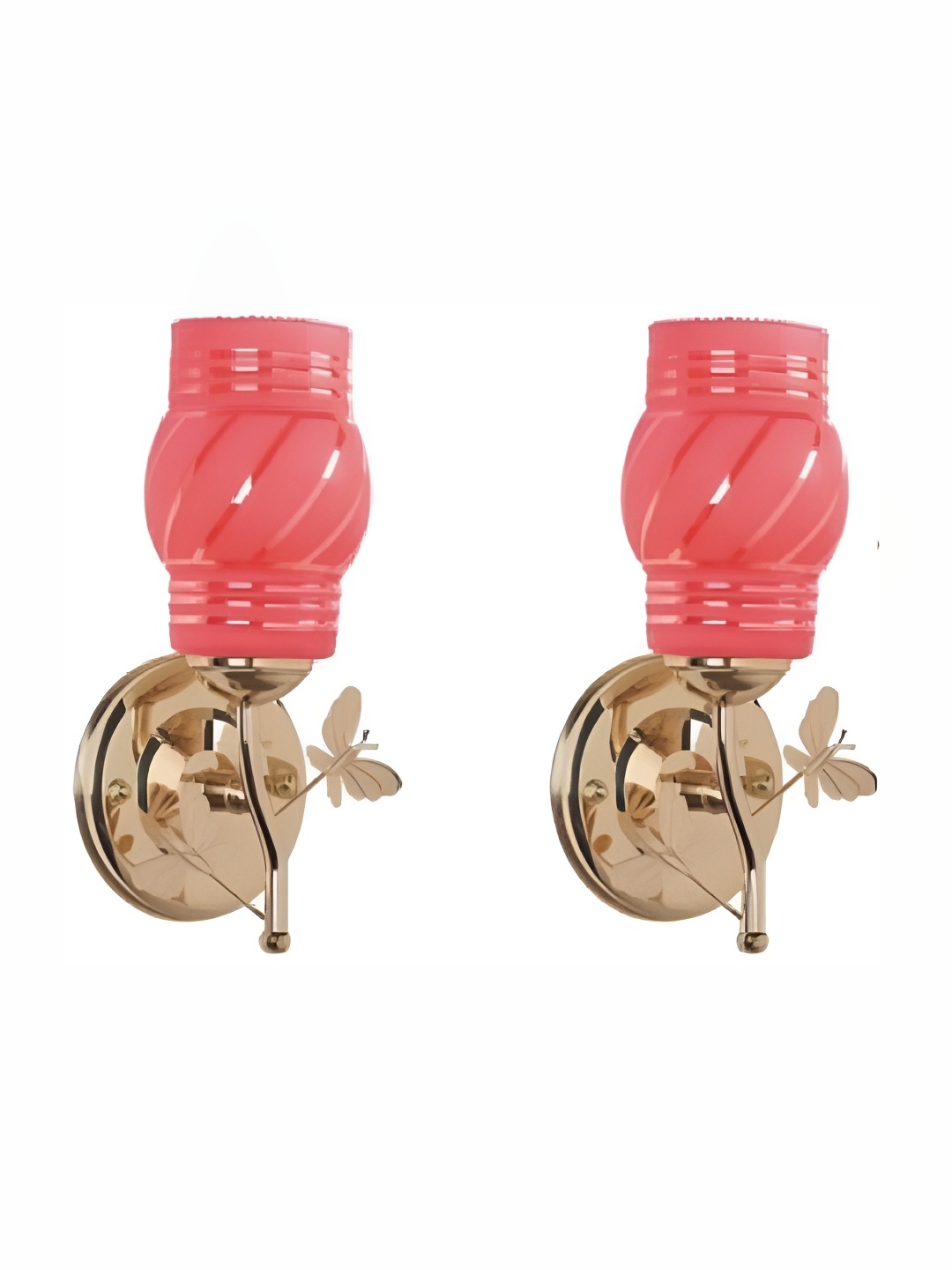 

Afast Pink & Gold Toned 2 Pieces TexturedAbstract Shaped Glass Wall Lamp