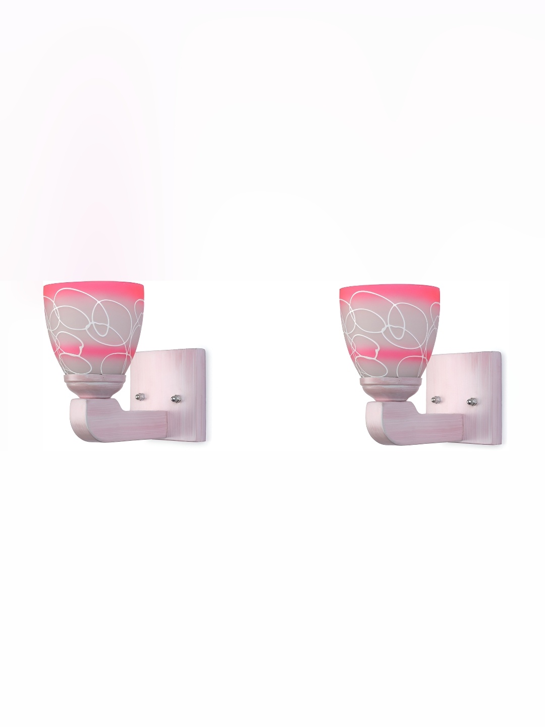 

Afast White & Pink 2 Pieces Printed Glass Wall Lamps