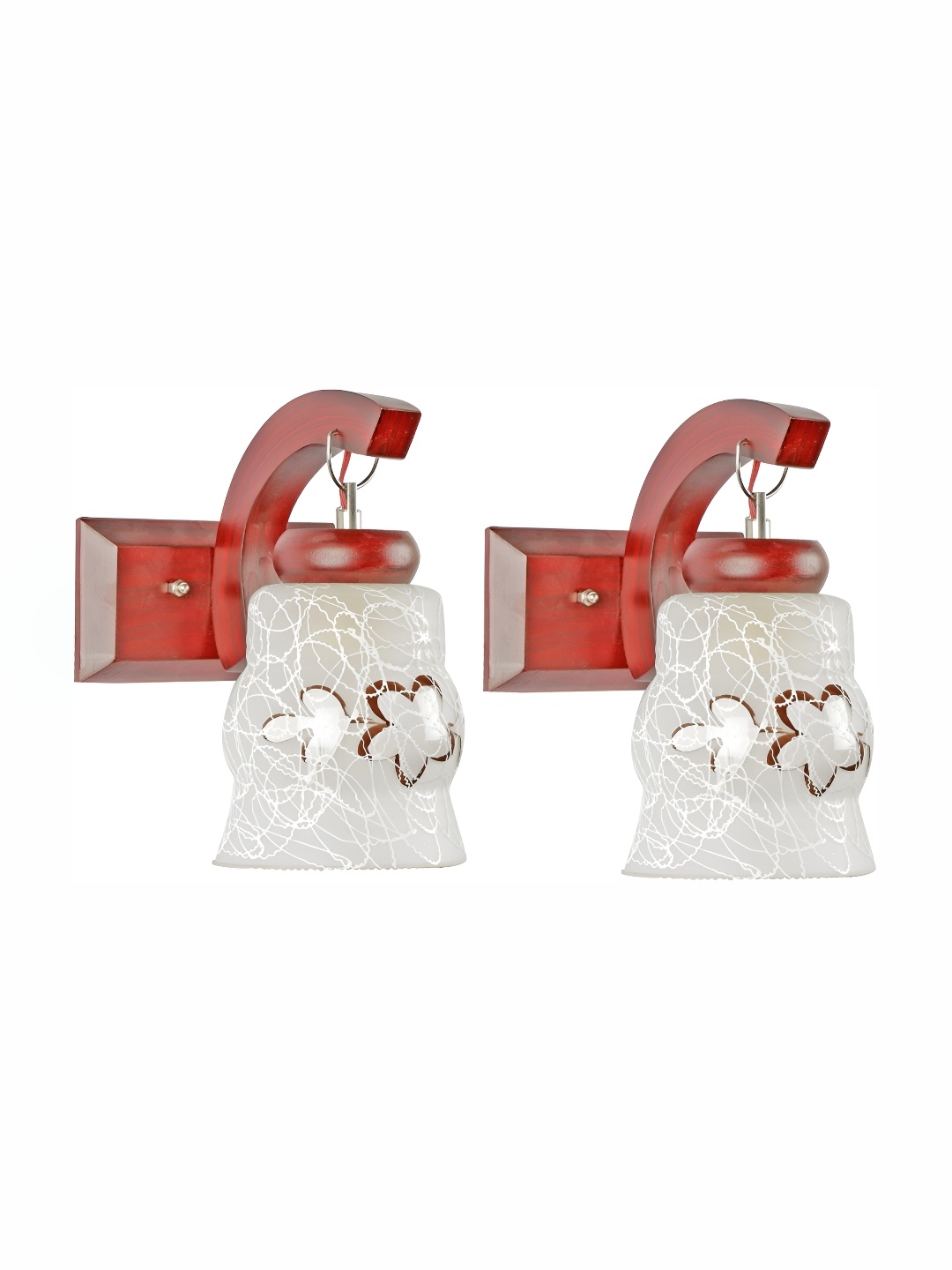 

Afast White & Brown 2 Pieces Printed Bell Shaped Glass Wall Lamps