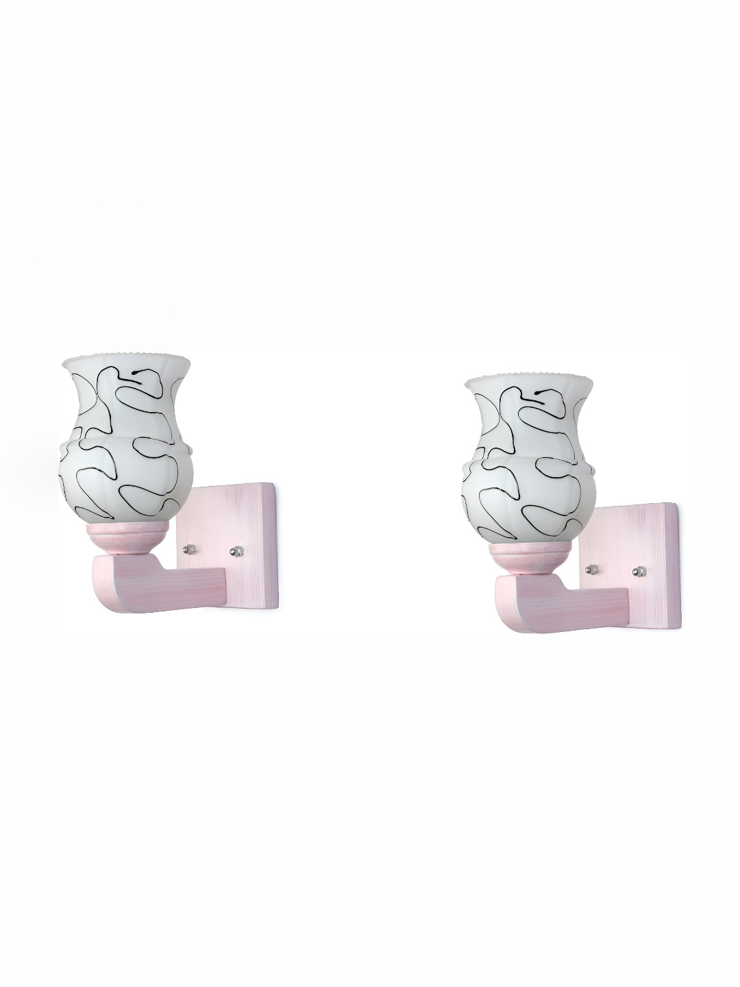 

Afast White & Pink 2 Pieces Printed Contemporary Glass Wall Lamps