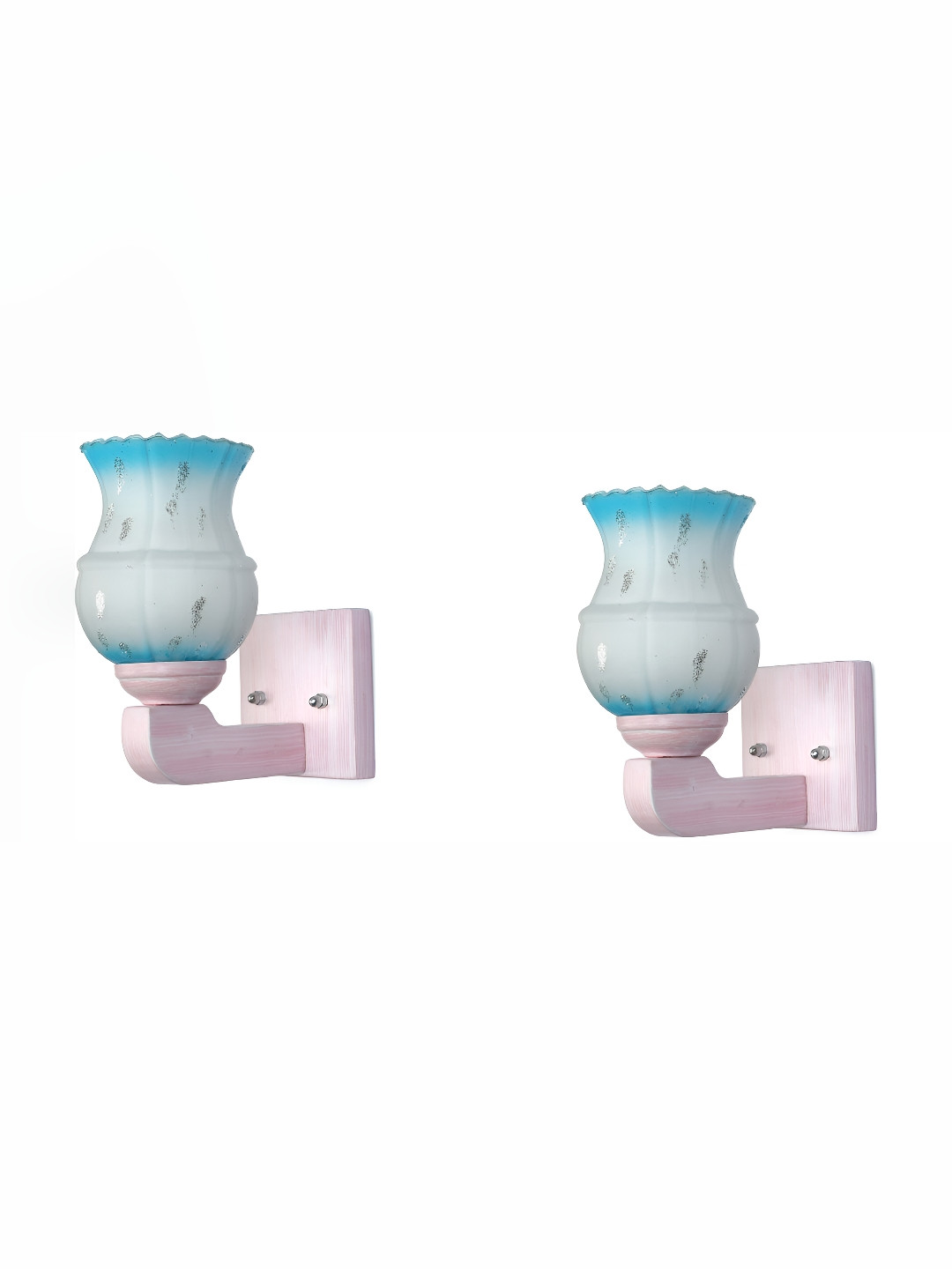 

Afast Blue & White 2 Pieces Printed Contemporary Glass Wall Lamps