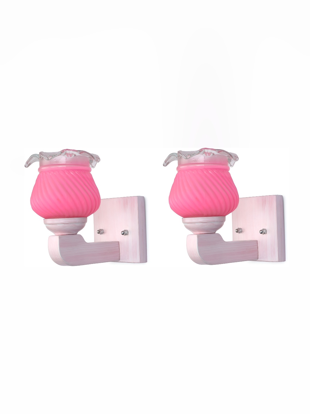 

Afast Pink 2 Pieces Textured Abstract Shaped Glass Contemporary Wall Lamps