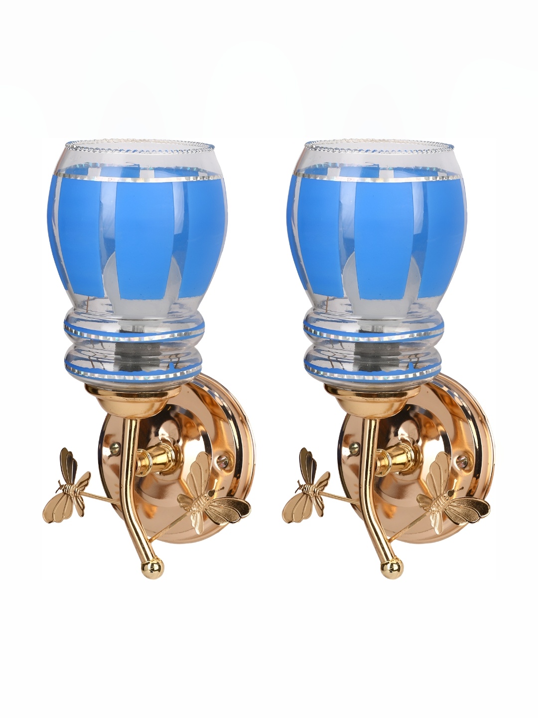 

Afast Blue & Transparent 2 Pieces Printed Abstract Shaped Glass Wall Lamp