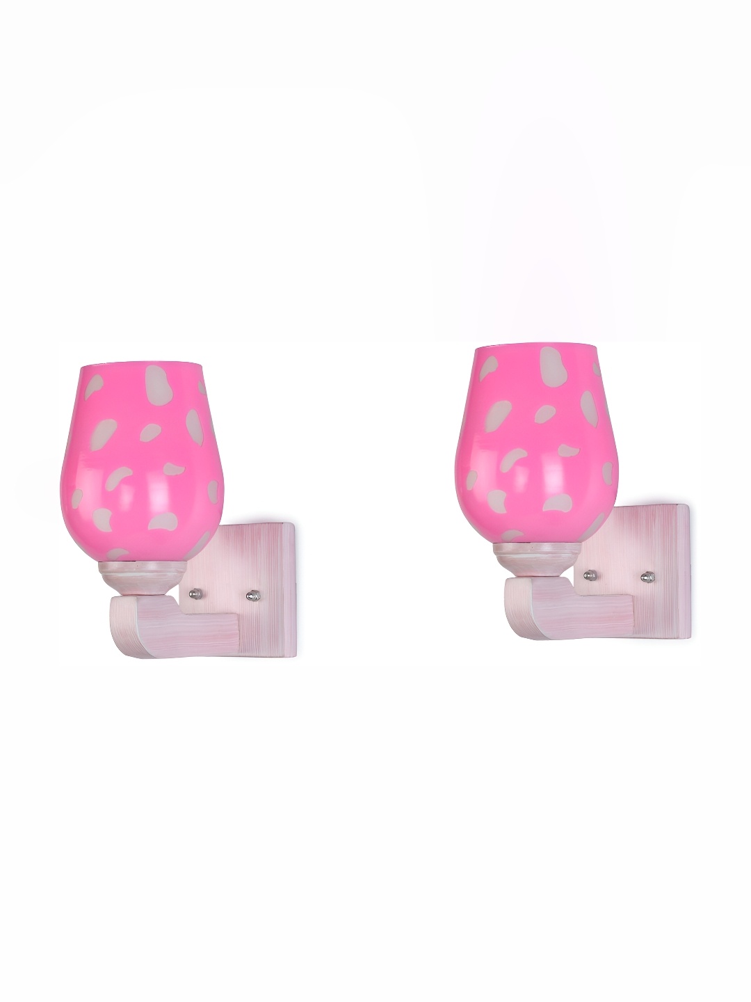 

Afast Pink & White 2 Pieces Printed Cylindrical Shaped Glass Wall Lamp
