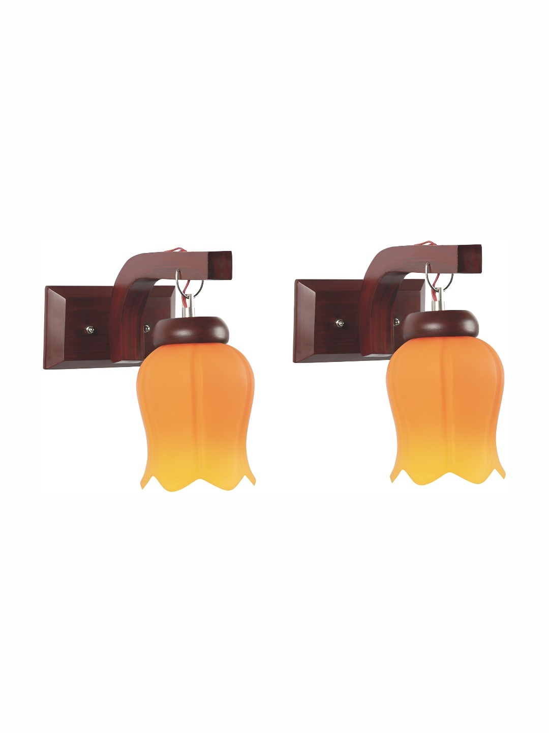 

Afast Orange & Brown 2 Pieces Bell Shaped Glass Wall Lamp