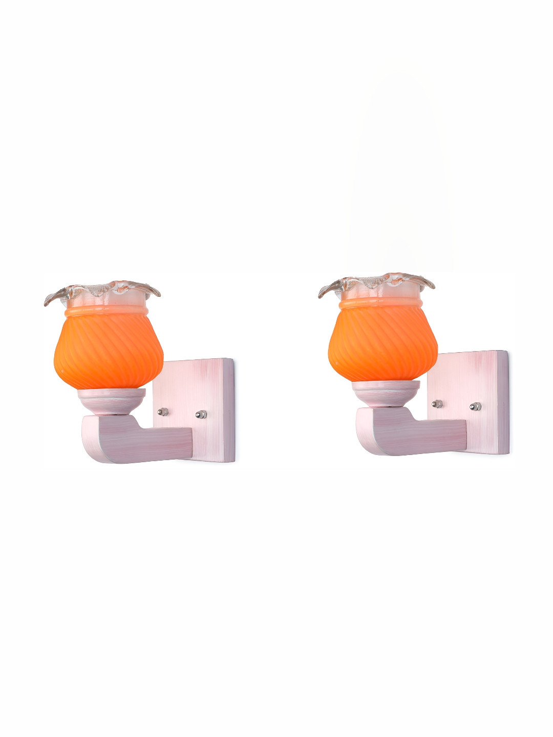 

Afast Orange & White 2 Pieces Textured Abstract Shaped Glass Wall Lamps