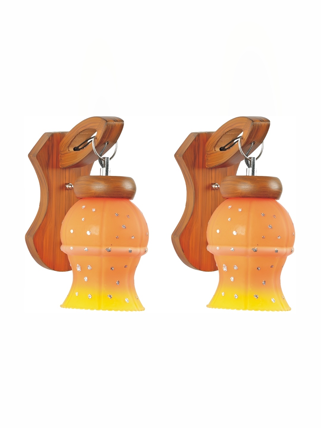

Afast Orange & Yellow 2 Pieces Printed Contemporary Glass Wall Lamps