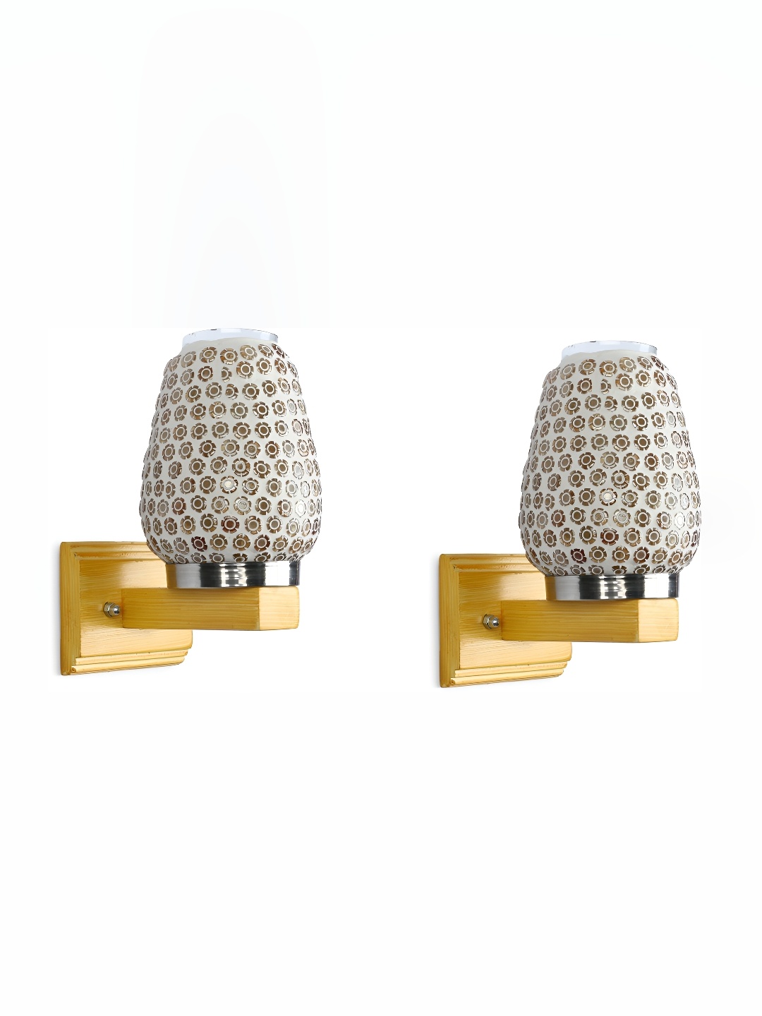 

Afast White & Brown 2 Pieces Textured Abstract Shaped Glass Wall Lamps